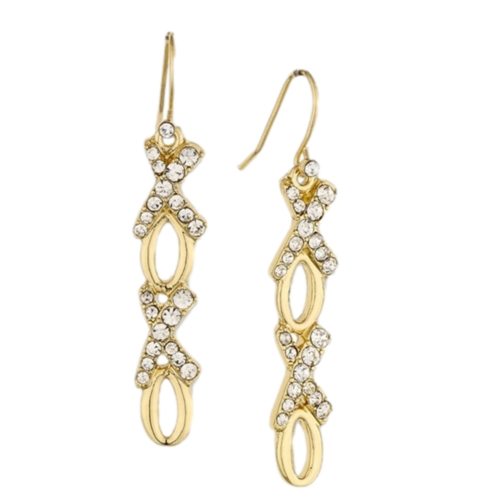 Holiday Lane Gold-Tone Pave Xoxo Drop Earrings